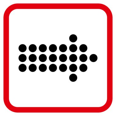 Noktalı ok doğru vektör simgesi bir çerçeve içinde