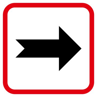 Ok sağ vektör simgesi bir çerçeve içinde