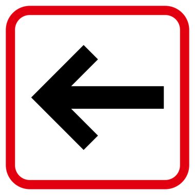 Ok sol vektör simgesi bir çerçeve içinde