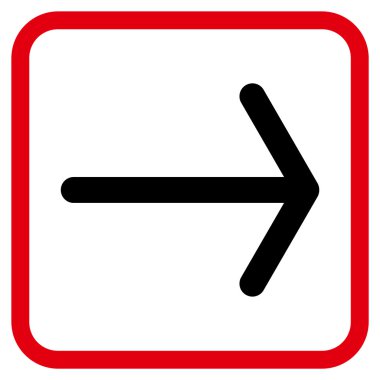 Ok sağ vektör simgesi bir çerçeve içinde