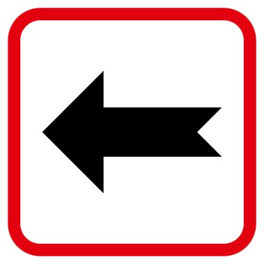 Ok sol vektör simgesi bir çerçeve içinde