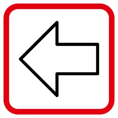 Ok sol vektör simgesi bir çerçeve içinde