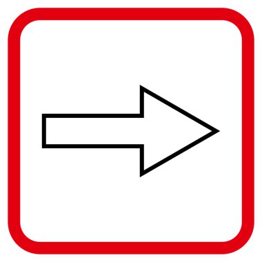 Ok sağ vektör simgesi bir çerçeve içinde