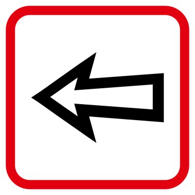 Ok sol vektör simgesi bir çerçeve içinde