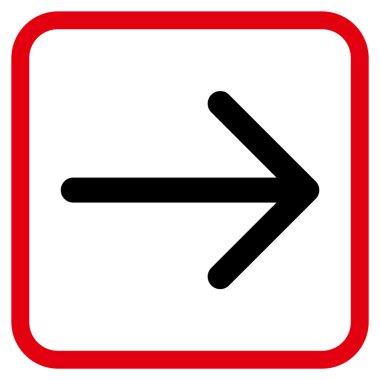 Ok sağ vektör simgesi bir çerçeve içinde