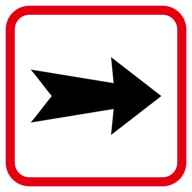 Ok sağ vektör simgesi bir çerçeve içinde