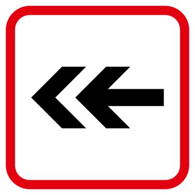 Ok sol vektör simgesi bir çerçeve içinde