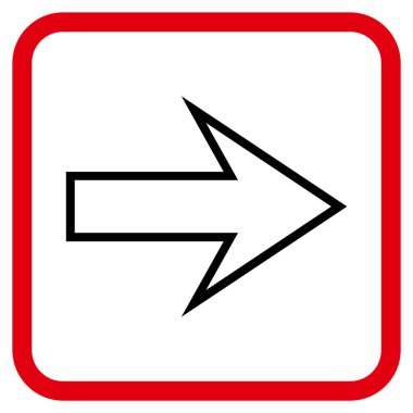 Ok sağ vektör simgesi bir çerçeve içinde