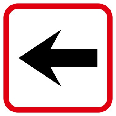 Ok sol vektör simgesi bir çerçeve içinde