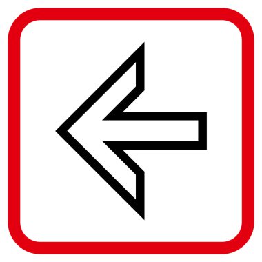 Ok sol vektör simgesi bir çerçeve içinde