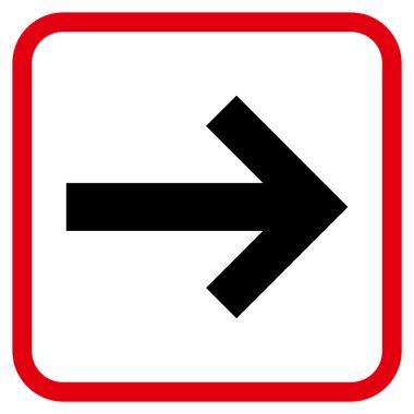 Ok sağ vektör simgesi bir çerçeve içinde