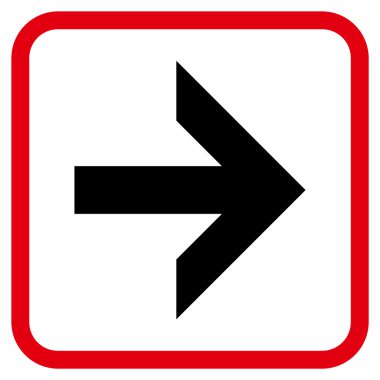 Ok sağ vektör simgesi bir çerçeve içinde