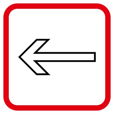 Ok sol vektör simgesi bir çerçeve içinde