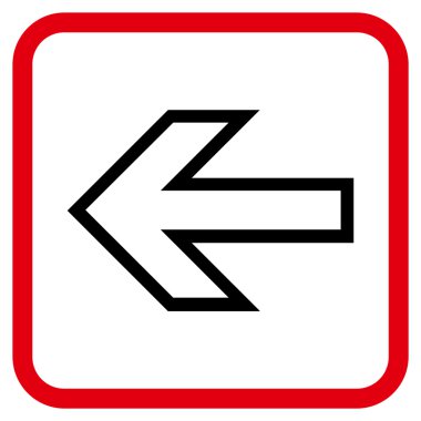 Ok sol vektör simgesi bir çerçeve içinde