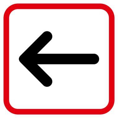 Ok sol vektör simgesi bir çerçeve içinde