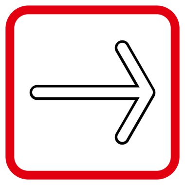 Ok sağ vektör simgesi bir çerçeve içinde