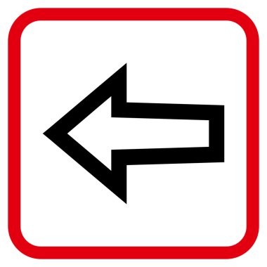 Ok sol vektör simgesi bir çerçeve içinde