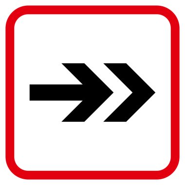 Ok sağ vektör simgesi bir çerçeve içinde