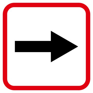 Ok sağ vektör simgesi bir çerçeve içinde