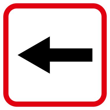 Ok sol vektör simgesi bir çerçeve içinde