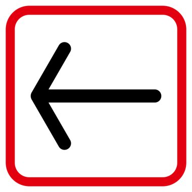 Ok sol vektör simgesi bir çerçeve içinde