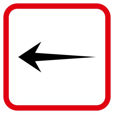 Ok sol vektör simgesi bir çerçeve içinde