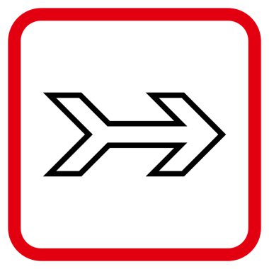 Ok sağ vektör simgesi bir çerçeve içinde