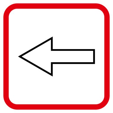 Ok sol vektör simgesi bir çerçeve içinde