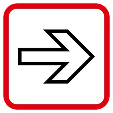 Ok sağ vektör simgesi bir çerçeve içinde