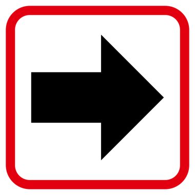 Ok sağ vektör simgesi bir çerçeve içinde