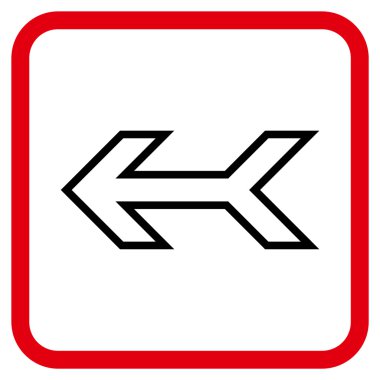 Ok sol vektör simgesi bir çerçeve içinde