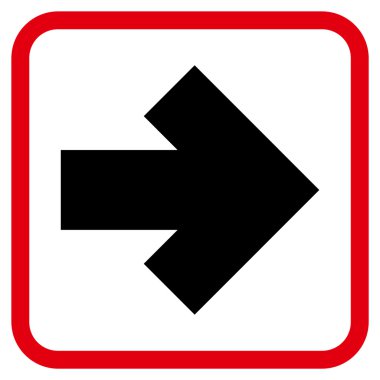 Ok sağ vektör simgesi bir çerçeve içinde