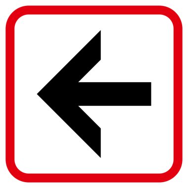 Ok sol vektör simgesi bir çerçeve içinde