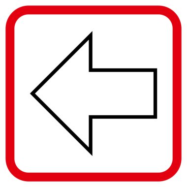 Ok sol vektör simgesi bir çerçeve içinde