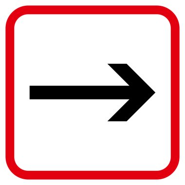 Ok sağ vektör simgesi bir çerçeve içinde