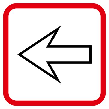 Ok sol vektör simgesi bir çerçeve içinde