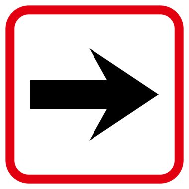 Ok sağ vektör simgesi bir çerçeve içinde