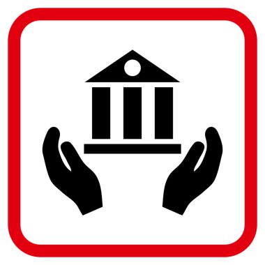 Banka hizmet vektör simgesi bir çerçeve içinde