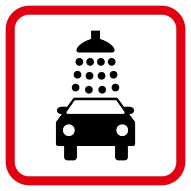 Oto yıkama vektör simgesi bir çerçeve içinde