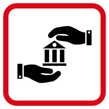 Banka hizmet vektör simgesi bir çerçeve içinde