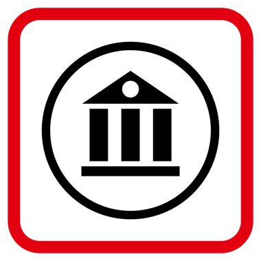 Banka Binası vektör simgesi bir çerçeve içinde