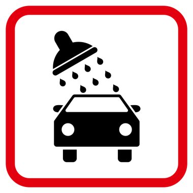 Oto yıkama vektör simgesi bir çerçeve içinde