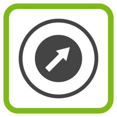 Yukarı sağ yuvarlak ok vektör simgesi bir çerçeve içinde