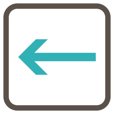 Ok sol vektör simgesi bir çerçeve içinde