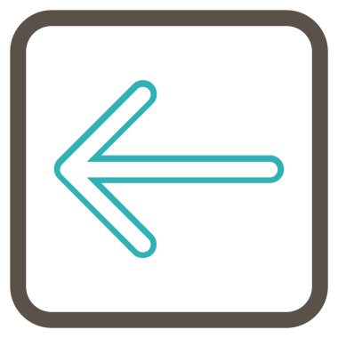 Ok sol vektör simgesi bir çerçeve içinde