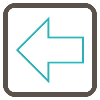 Ok sol vektör simgesi bir çerçeve içinde