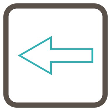 Ok sol vektör simgesi bir çerçeve içinde