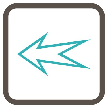 Ok sol vektör simgesi bir çerçeve içinde