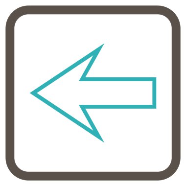 Ok sol vektör simgesi bir çerçeve içinde