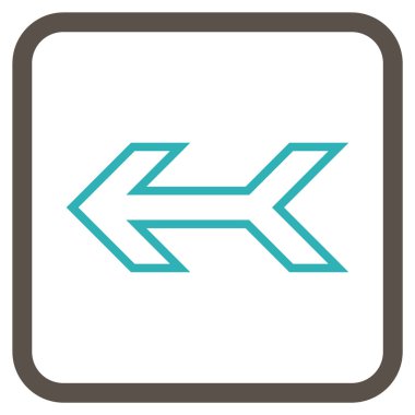 Ok sol vektör simgesi bir çerçeve içinde